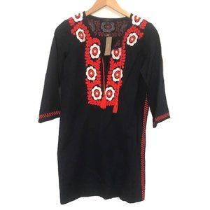 J Crew NWT Navy Embroidered Tunic Tassel Dress XXS